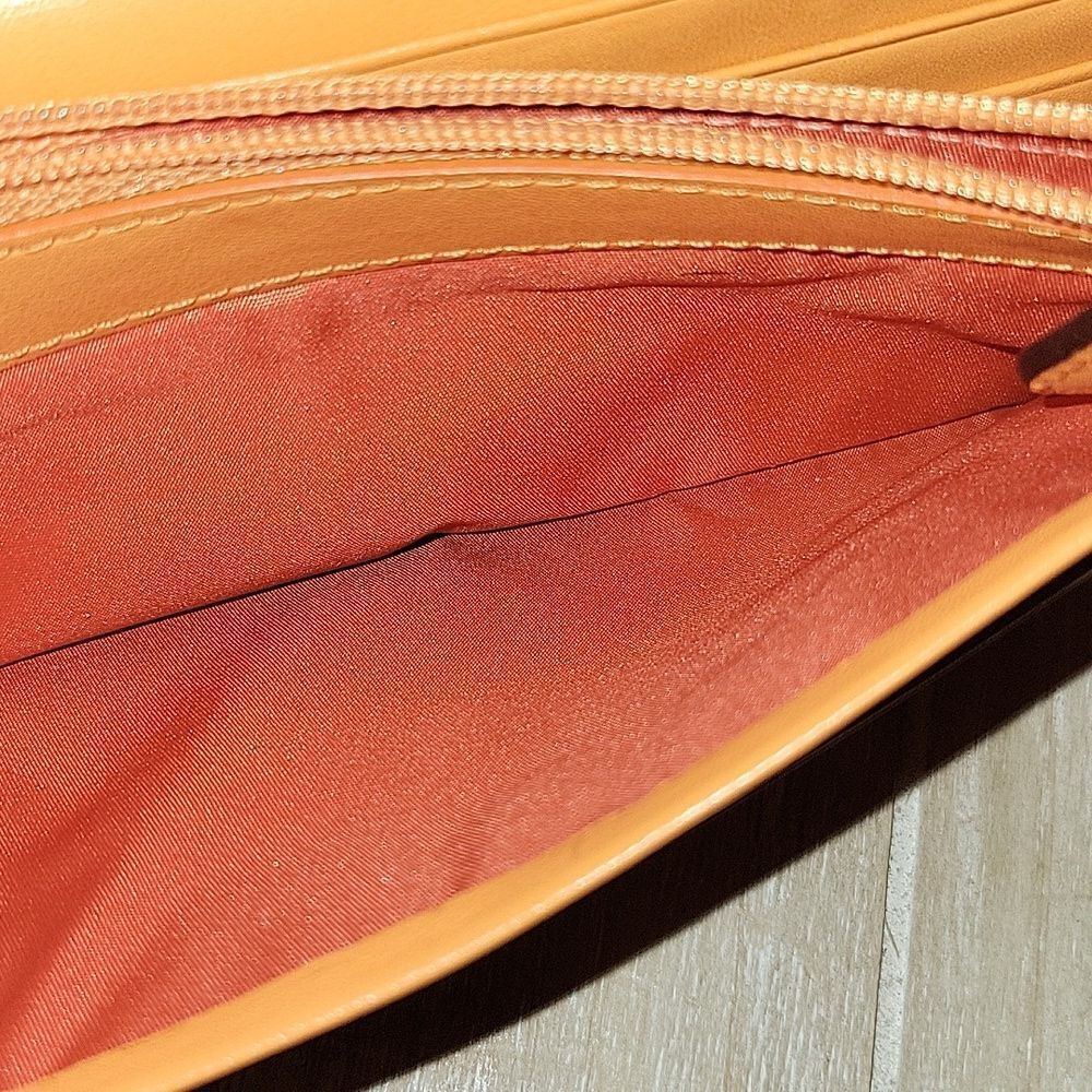 Coach Leather Double Zip Flap Wallet Orange - Picture 10 of 14